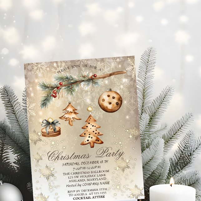 Tree Branch,Ornaments,Stars Gold  Invitation (Creator Uploaded)