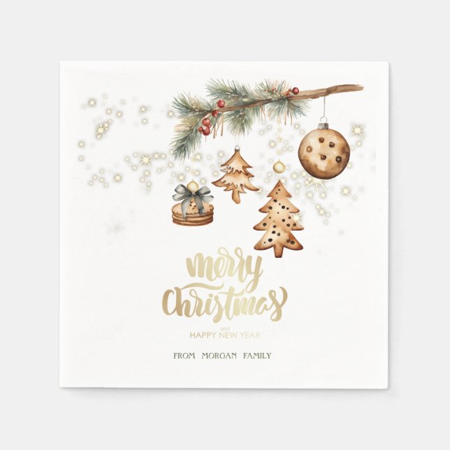 Tree Branch,Ornaments,Stars Napkin (Front)