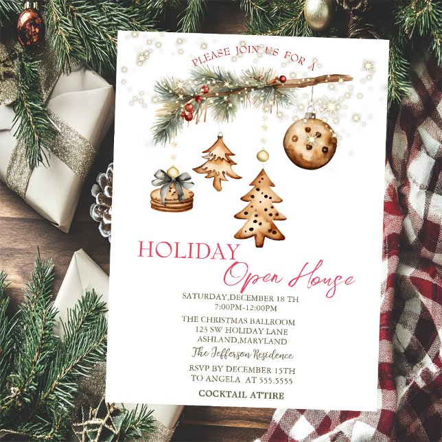 Tree Branch,Ornaments,Stars Open House  Invitation (Creator Uploaded)
