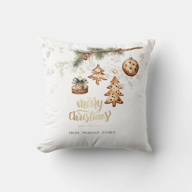 Tree Branch,Ornaments,Stars Throw Pillow (Front)