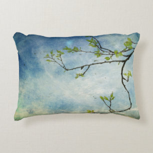 Tree Branch Over Textured Sky Accent Pillow