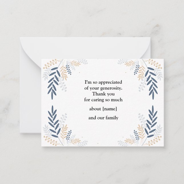 Tree Branch With Leaf After Funeral Thank You Card (Front)