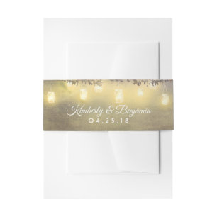 Tree Branches and Mason Jar Lights Wedding Invitation Belly Band