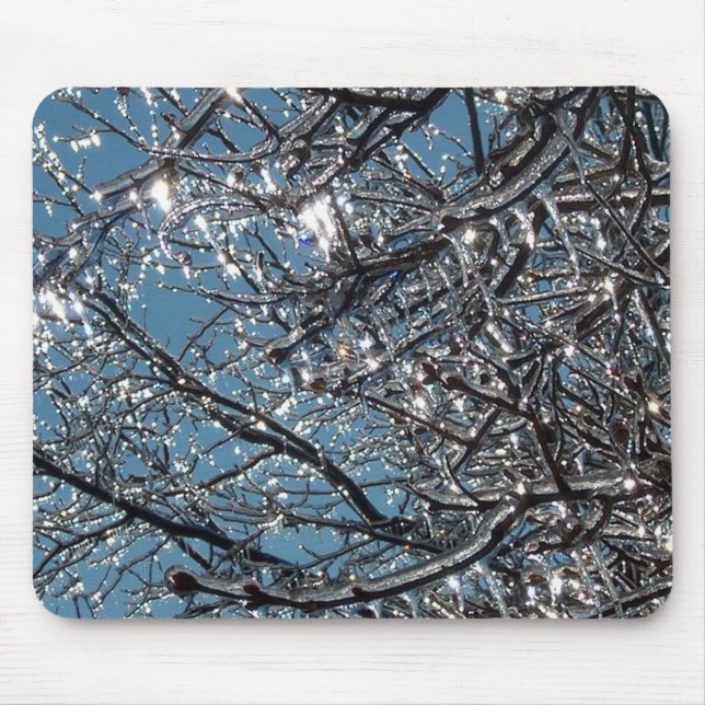 Tree branches covered in ice mouse pad (Front)