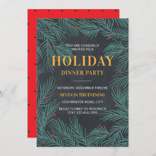 Tree Branches Elegant Holiday Dinner Party Invitation