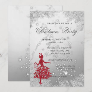 Tree Branches,Girl Corporate Christmas Party Invitation