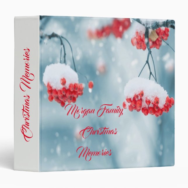 Tree Branches,Holly Berries,Snow Holiday Binder (Front/Spine)