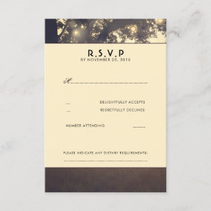 Tree Branches Lights Wedding RSVP Cards