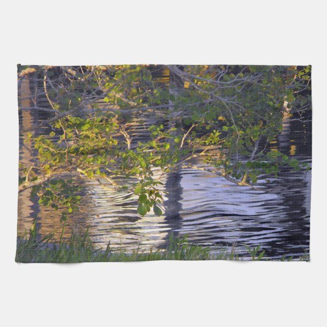 Tree Branches, Sunlight, Reflection Kitchen Towel (Horizontal)