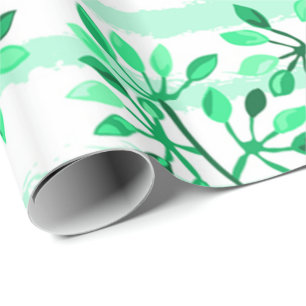 Tree branches with leaves wrapping paper