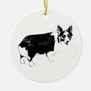 Tree-Bright Corgi Turn Ceramic Ornament