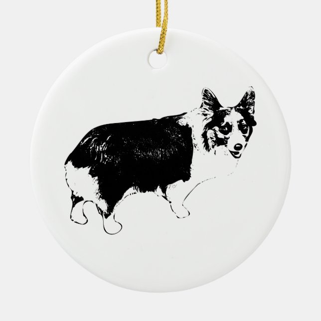 Tree-Bright Corgi Turn Ceramic Ornament (Front)