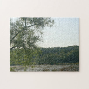 Tree By Marsh Photo Oil Painting Jigsaw Puzzle