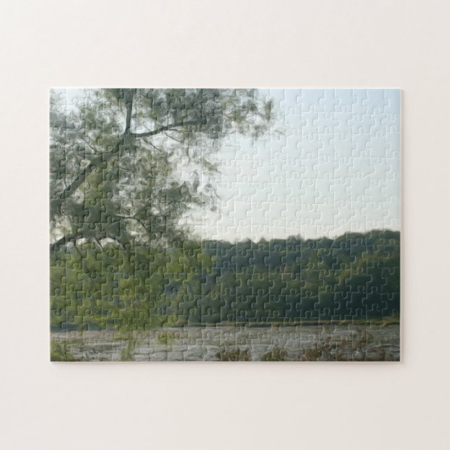 Tree By Marsh Photo Oil Painting  Jigsaw Puzzle (Horizontal)