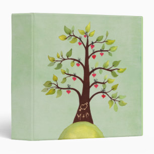 Tree Carving Love Heart + Initials Wedding Binder