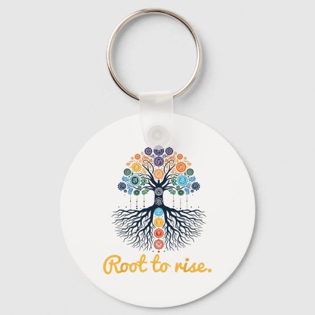 Tree Chakras ~ Root To Rise ~ Zen Yoga Chakra Medi Keychain (Front)