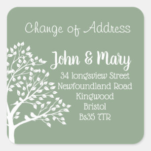 tree Change of Address we've moved Square Sticker