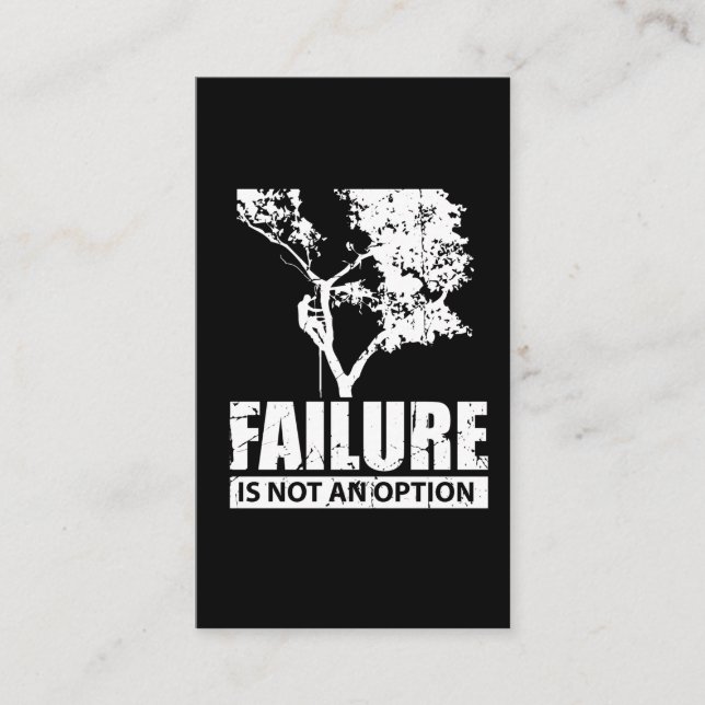 Tree Climber Failure is not an Option Wood Love Business Card (Front)