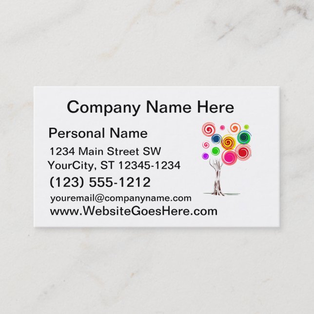 Tree coloured swirls spiral eco graphic.png business card (Front)