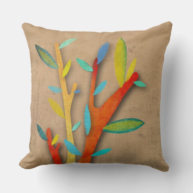 Tree Colourful leaves Throw Pillow (Front)
