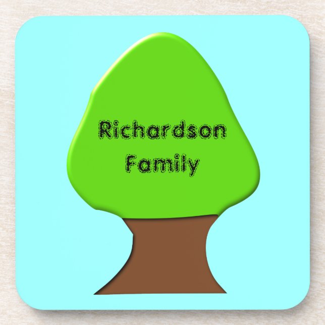 Tree Customizable Genealogy Cork Coaster (Front)