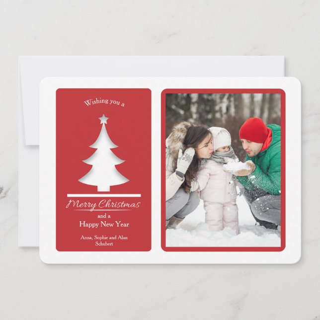 Tree Cutout Holiday Photo Card (Front)