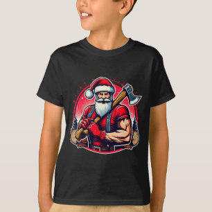 Tree Cutter Santa Funny Lumberjack Christmas Logge T-Shirt