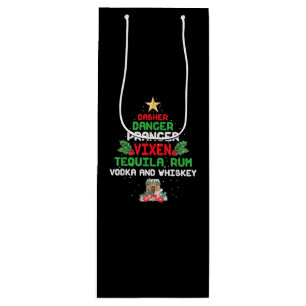 Tree Dasher Dancer Prancer Vixen Tequila Whiskey Wine Gift Bag