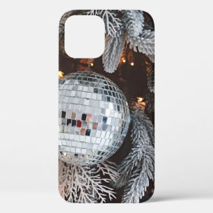 Tree decorations background with christmas light iPhone 12 case