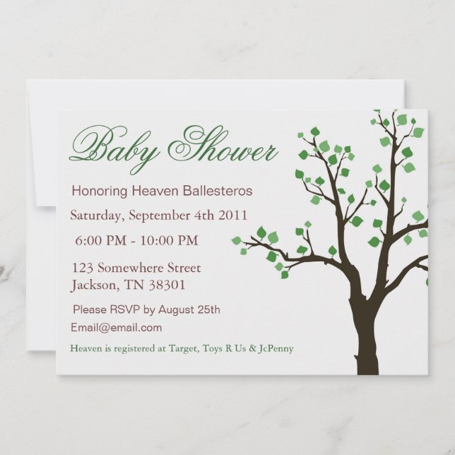 Tree Design Baby Shower Invitations (Front)