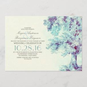 Tree Dusty Blue Wedding Invitation