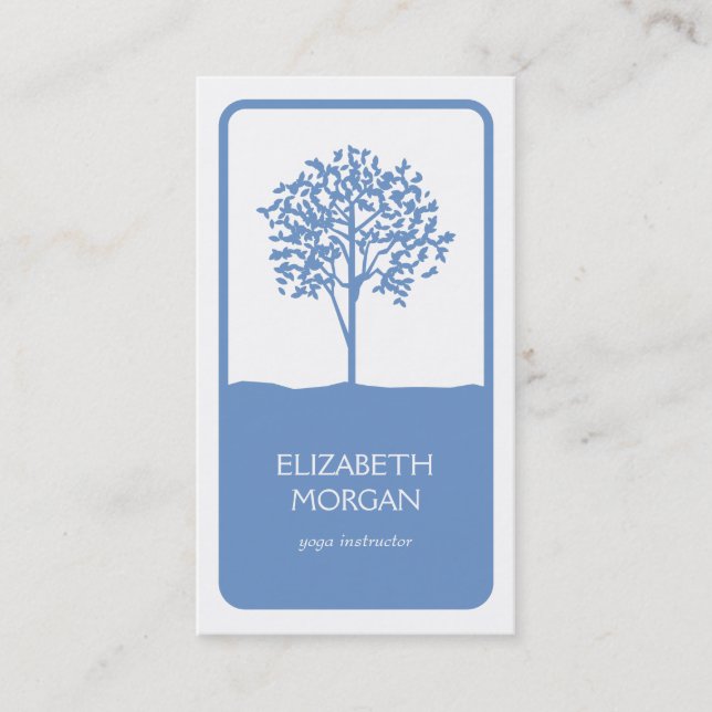 TREE EMBLEM LOGO in LIGHT BLUE Business Card (Front)