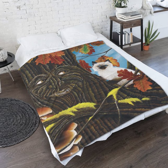 Tree Ent Cat Autumn Fantasy Fleece Blanket (Creator Uploaded)