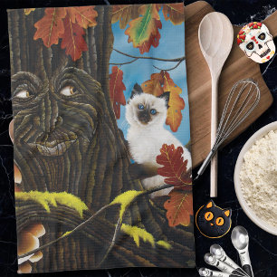Tree Ent Cat Autumn Fantasy Kitchen Towel