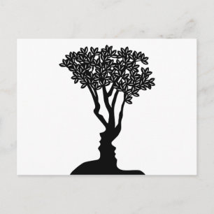 Tree Faces Optical Illusion Concept Postcard