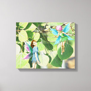 Tree Fairies among Quaking Aspen Leaves Canvas Print