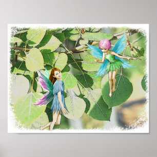 Tree Fairies among Quaking Aspen Leaves Poster