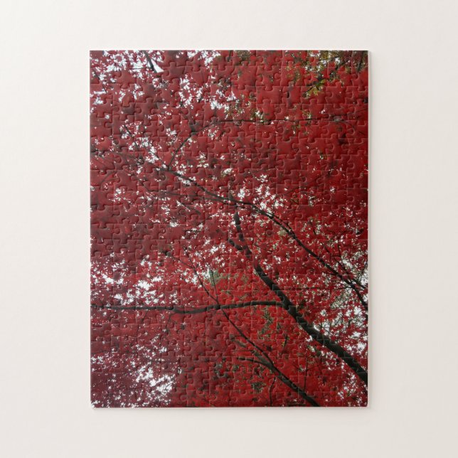 Tree Fall Season Red Brown Autumn Leaves Jigsaw Puzzle (Vertical)