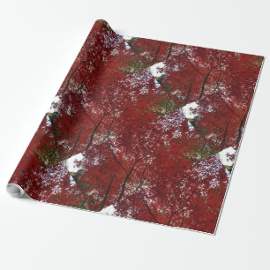 Tree Fall Season Red Brown Autumn Leaves Wrapping Paper