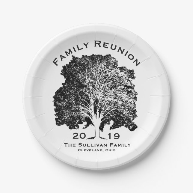 Tree Family Reunion Gathering Party Personalized Paper Plate (Front)