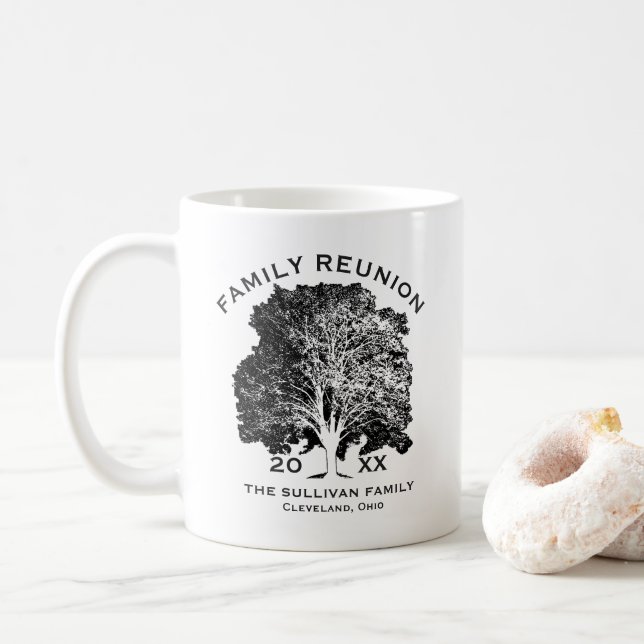Tree Family Reunion Keepsake Personalized Coffee Mug (With Donut)
