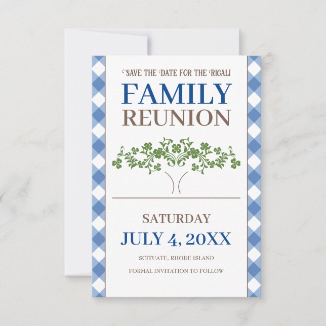 Tree Family Reunion Save The Date Invitation (Front)