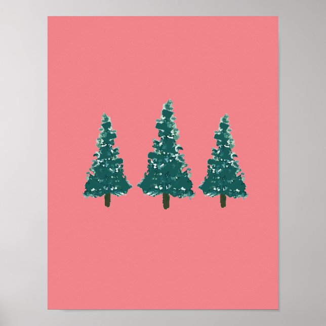 Tree Farm Winter Pink Valentine Print (Front)