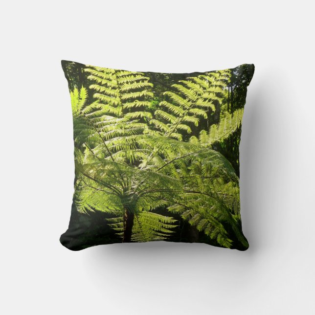 Tree Fern in the Rainforest Throw Pillow (Front)