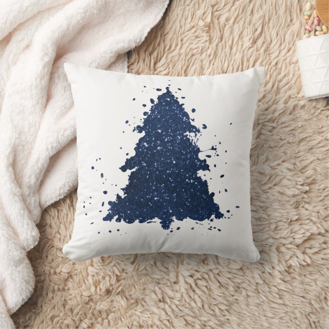Tree Flair Holiday | Classic Navy Blue Splatter Throw Pillow (Blanket)