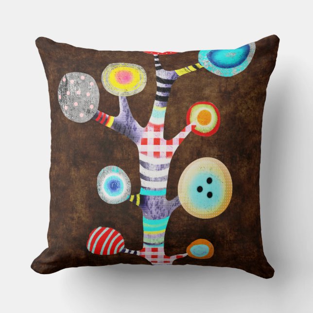 Tree Flora Cute Bambi Throw Pillow (Front)