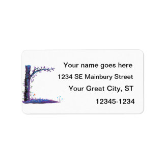 Tree floral vines purple left side pretty graphic. label