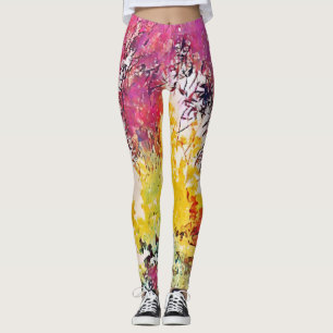 Tree Flowers Artsy Floral Style Art Leggings