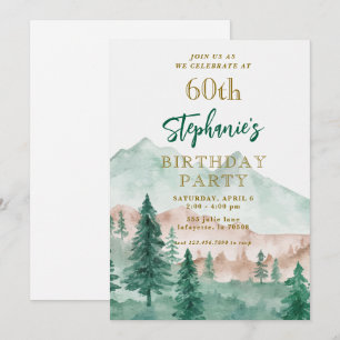 Tree Forest Mountain 60e anniversaire Invitations