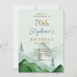 Tree Forest Mountain 70th Birthday Invitations
